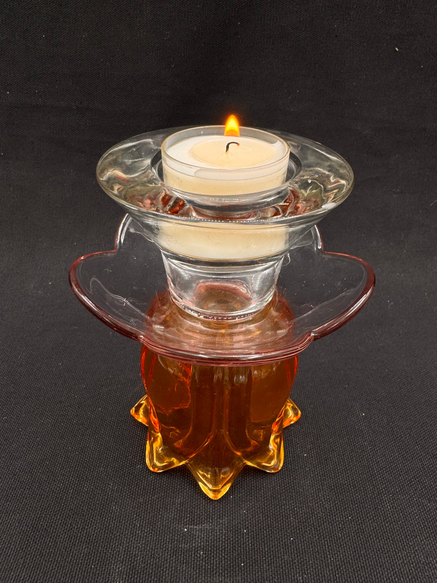 Vintage lysestake «mini» Gul og rosa