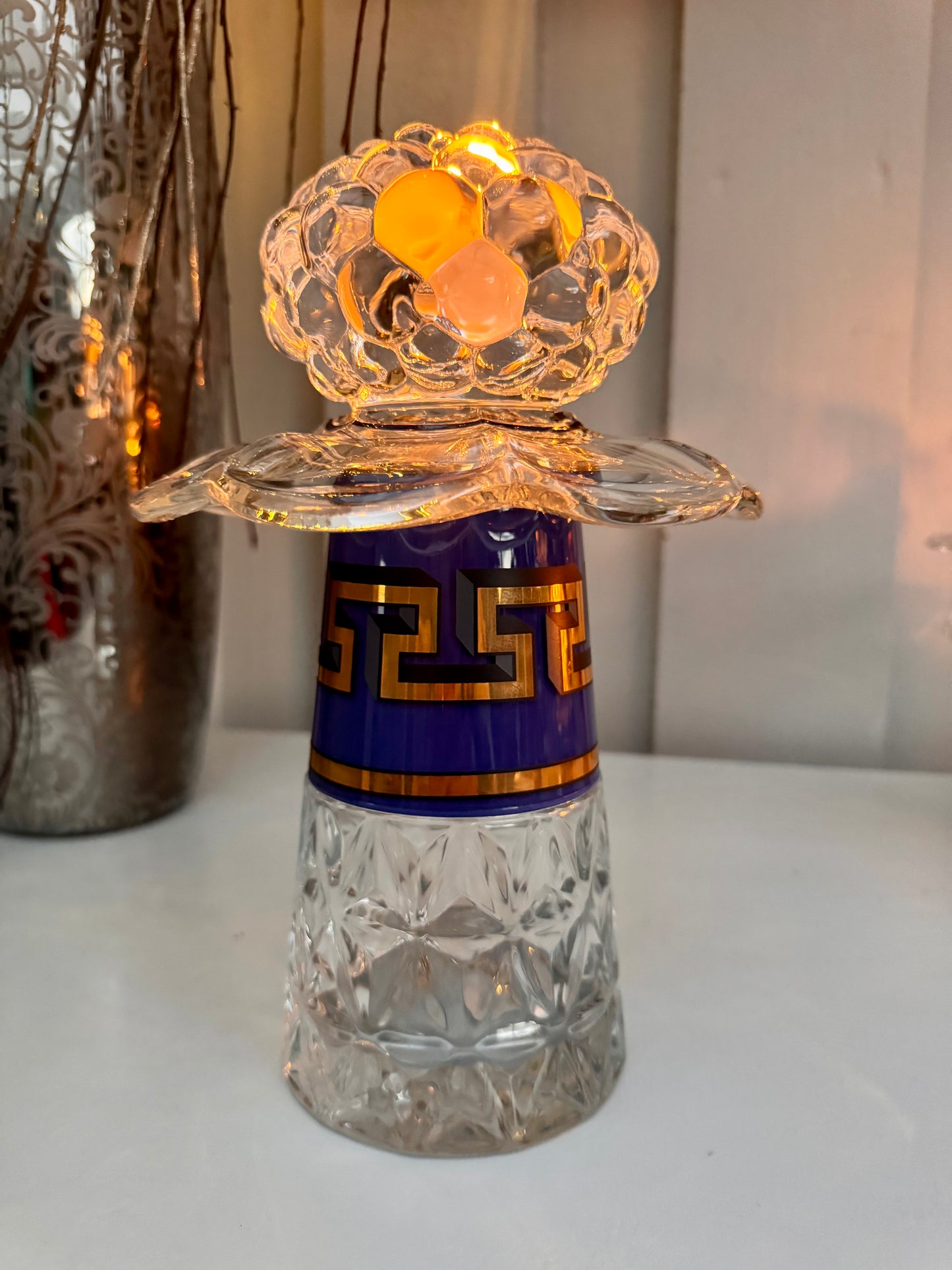 Vintage Jonathan Adler lysestake kobolt stor