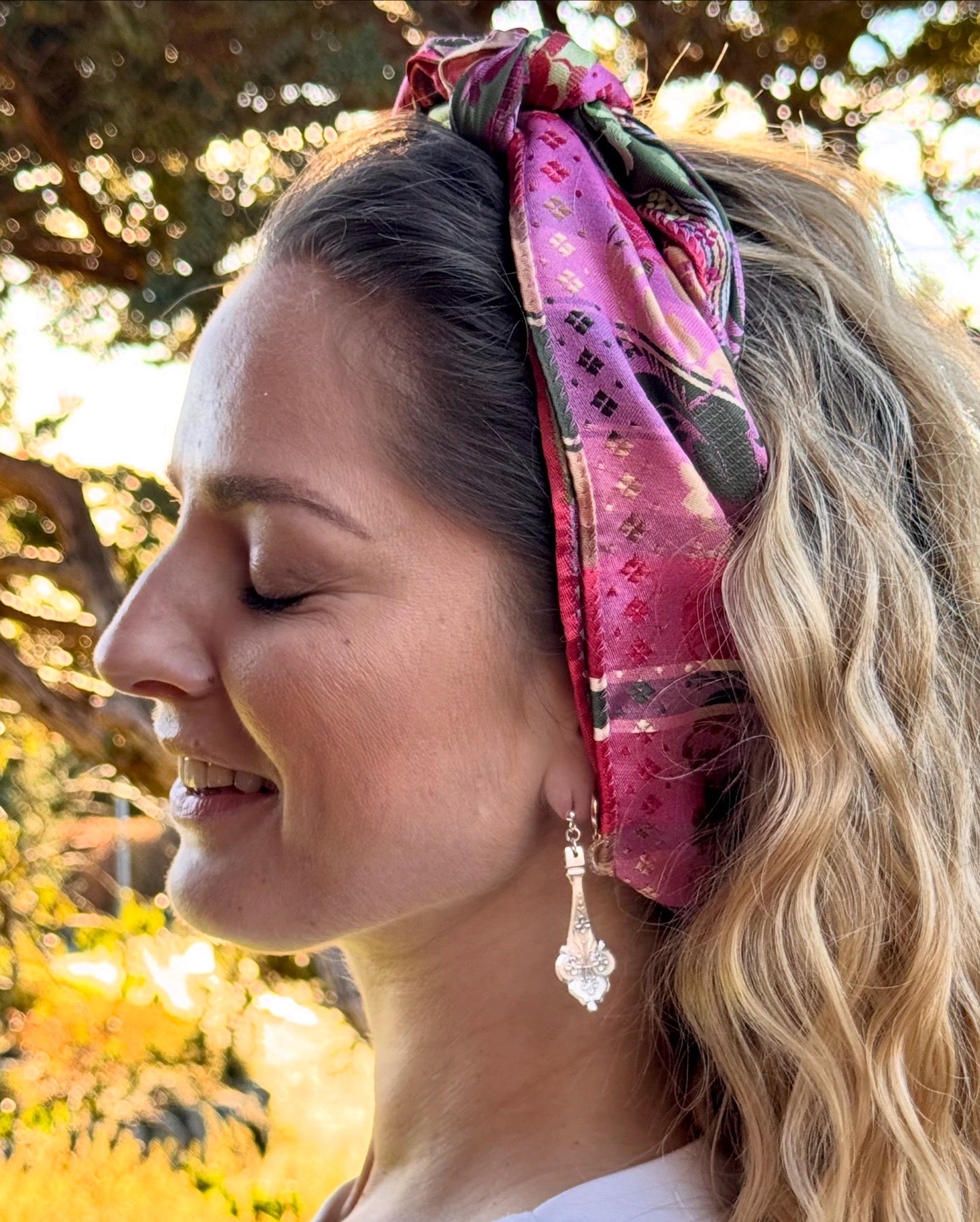 Vintage øredobb i sølvmønster «antikk» med blomster