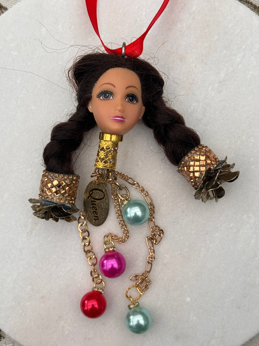 Vintage Barbie julekule «Brunette med to fletter»