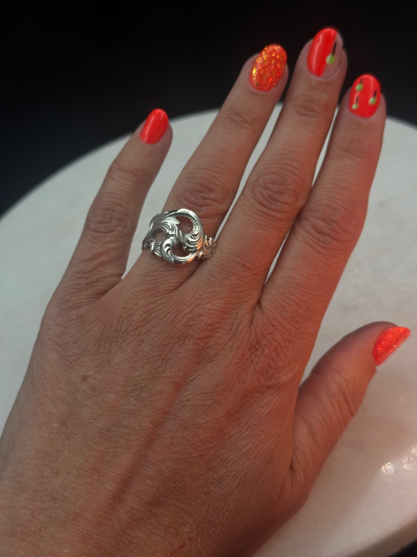 Bestilling! Vintage Skjerfring og ring eget sølv (rokokko anheng)