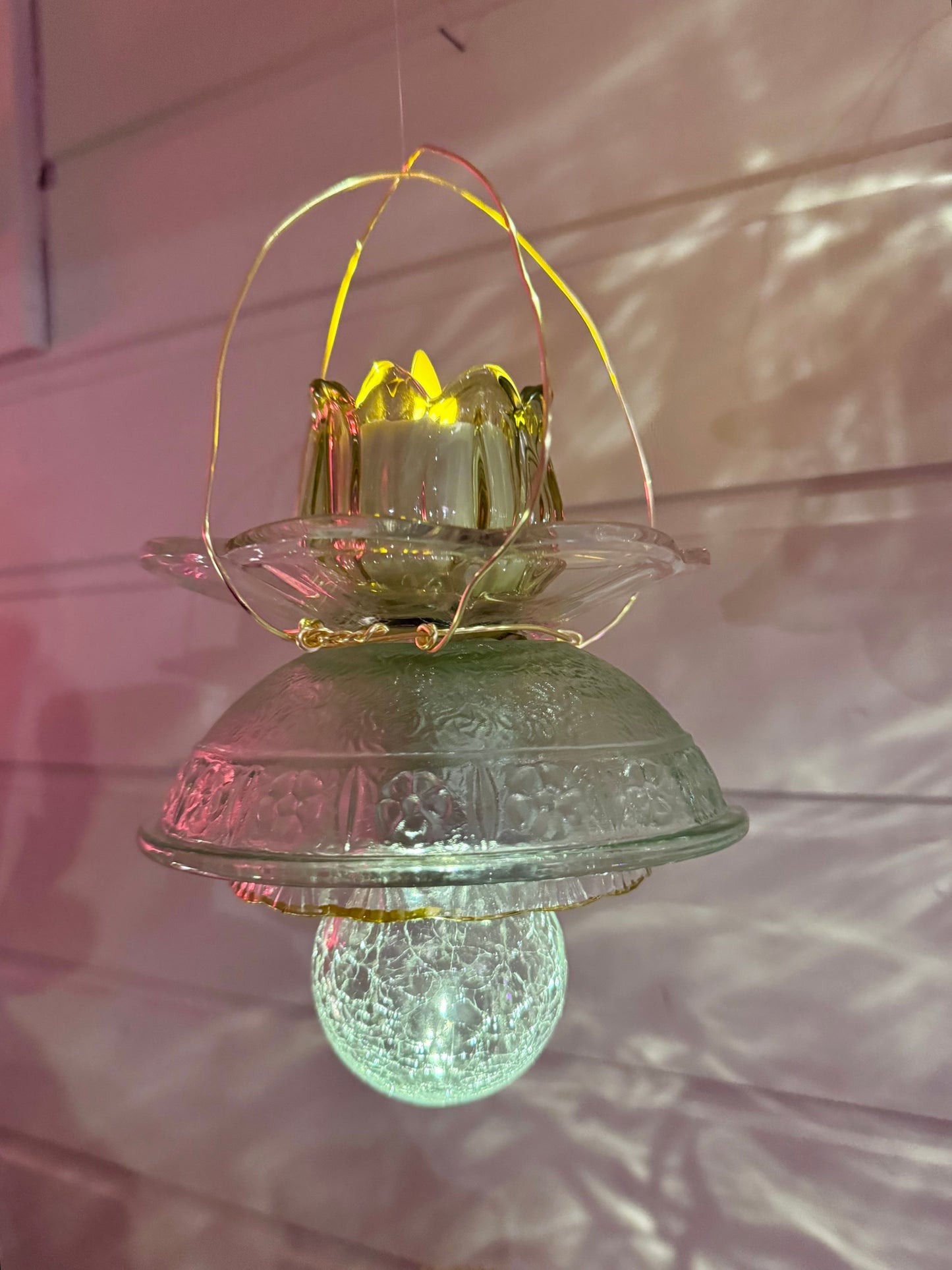 Vintage Solcellelampe hengelykt - grønn tulipan