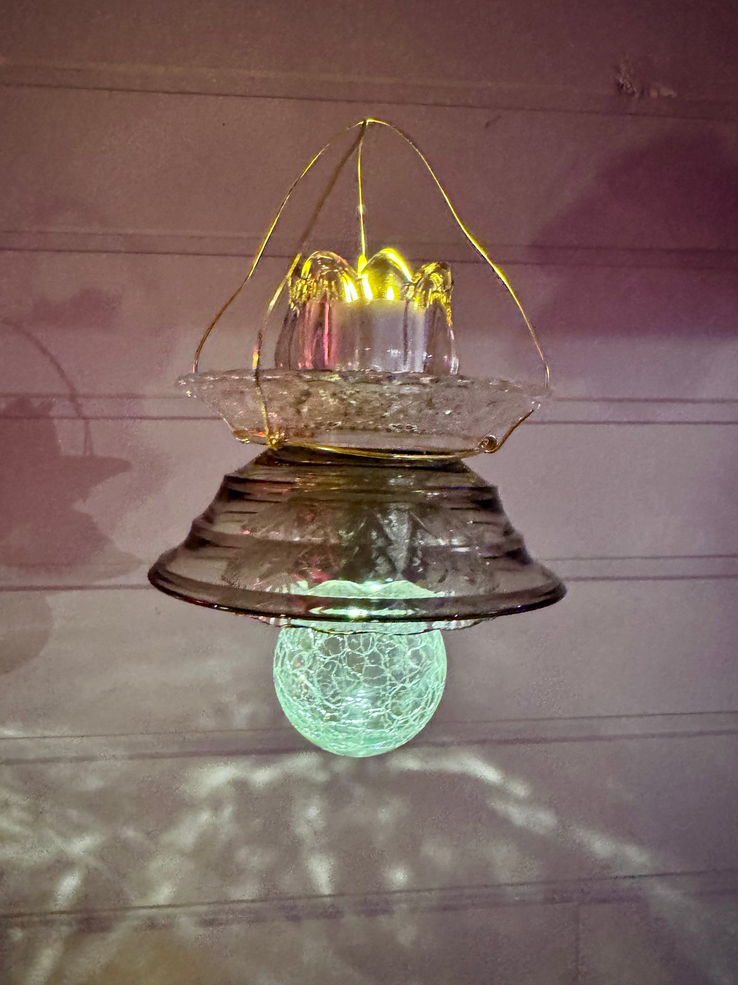 Vintage Solcellelampe hengelykt - grå tulipan og smoke skål