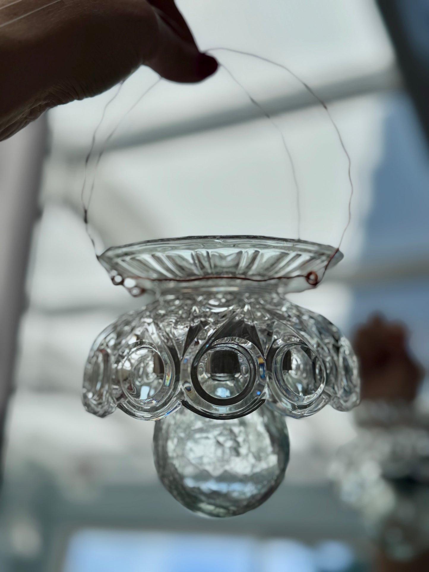 Hengende vintage Solcellelampe i klart glass