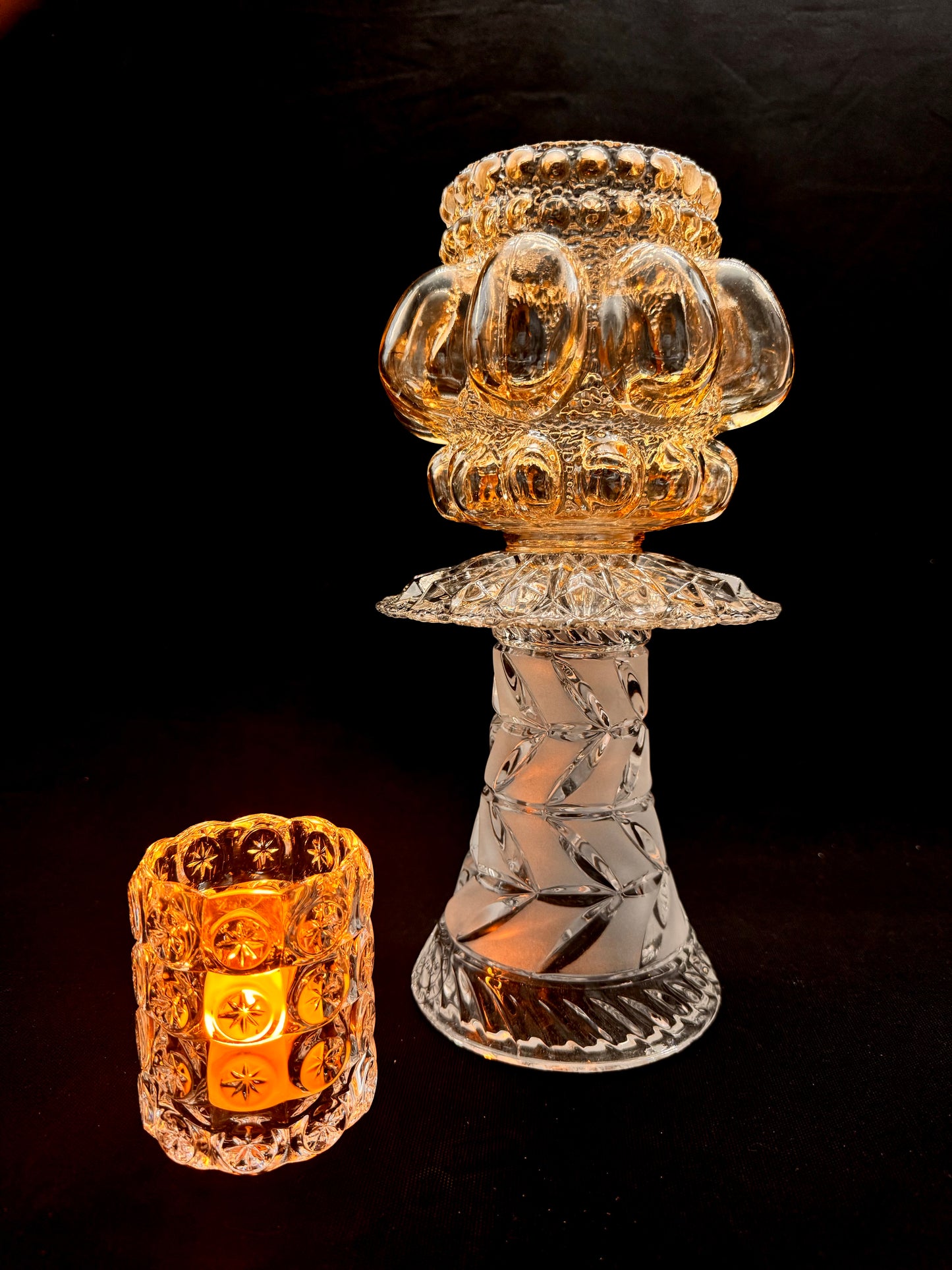 Vintage Helena Tynell lyslykt og krystallvase