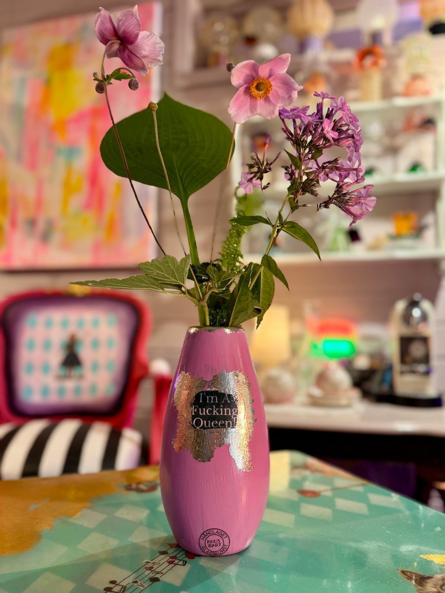 Popart Audrey Hepburn vase i pastell lilla💜