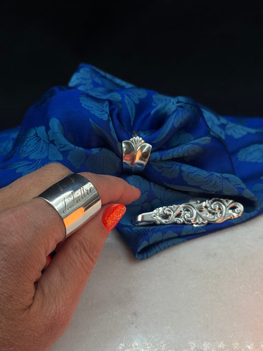 Bestilling! Vintage ring, slipsnål og skjerfring av eget sølv
