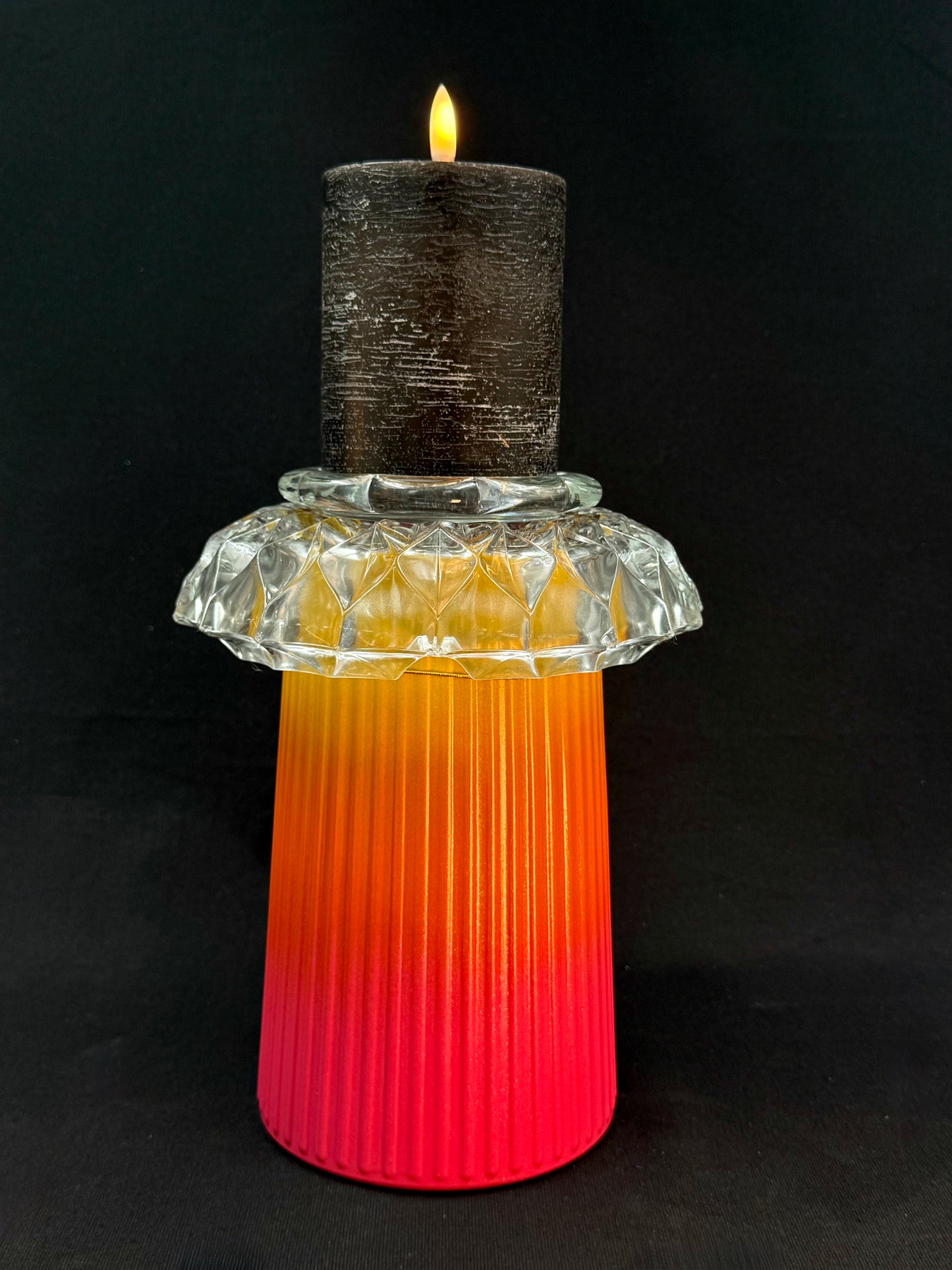 Vintage Diamantlampe med solnedgangfot og champagne kuppel