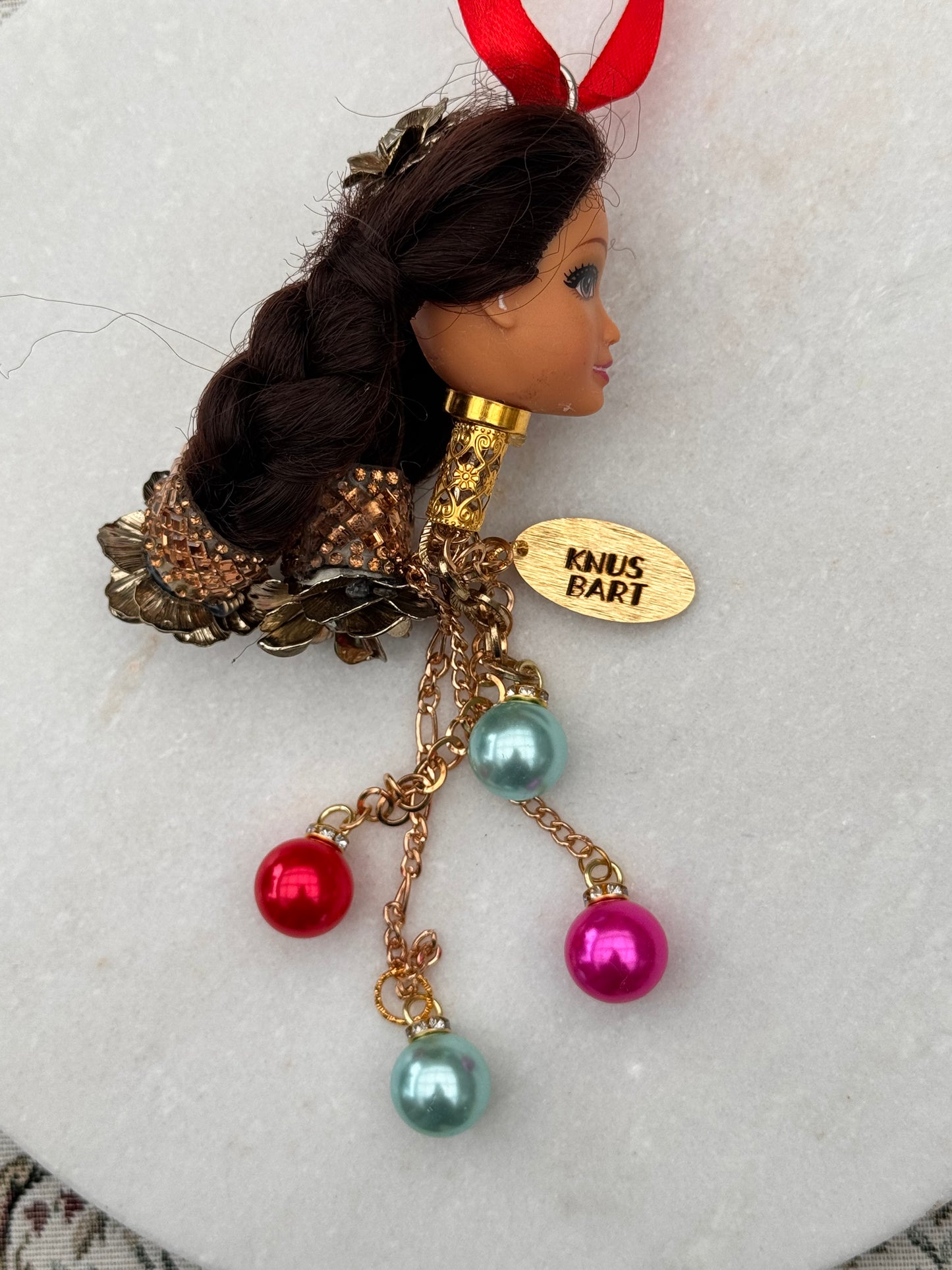 Vintage Barbie julekule «Brunette med gullkrone»