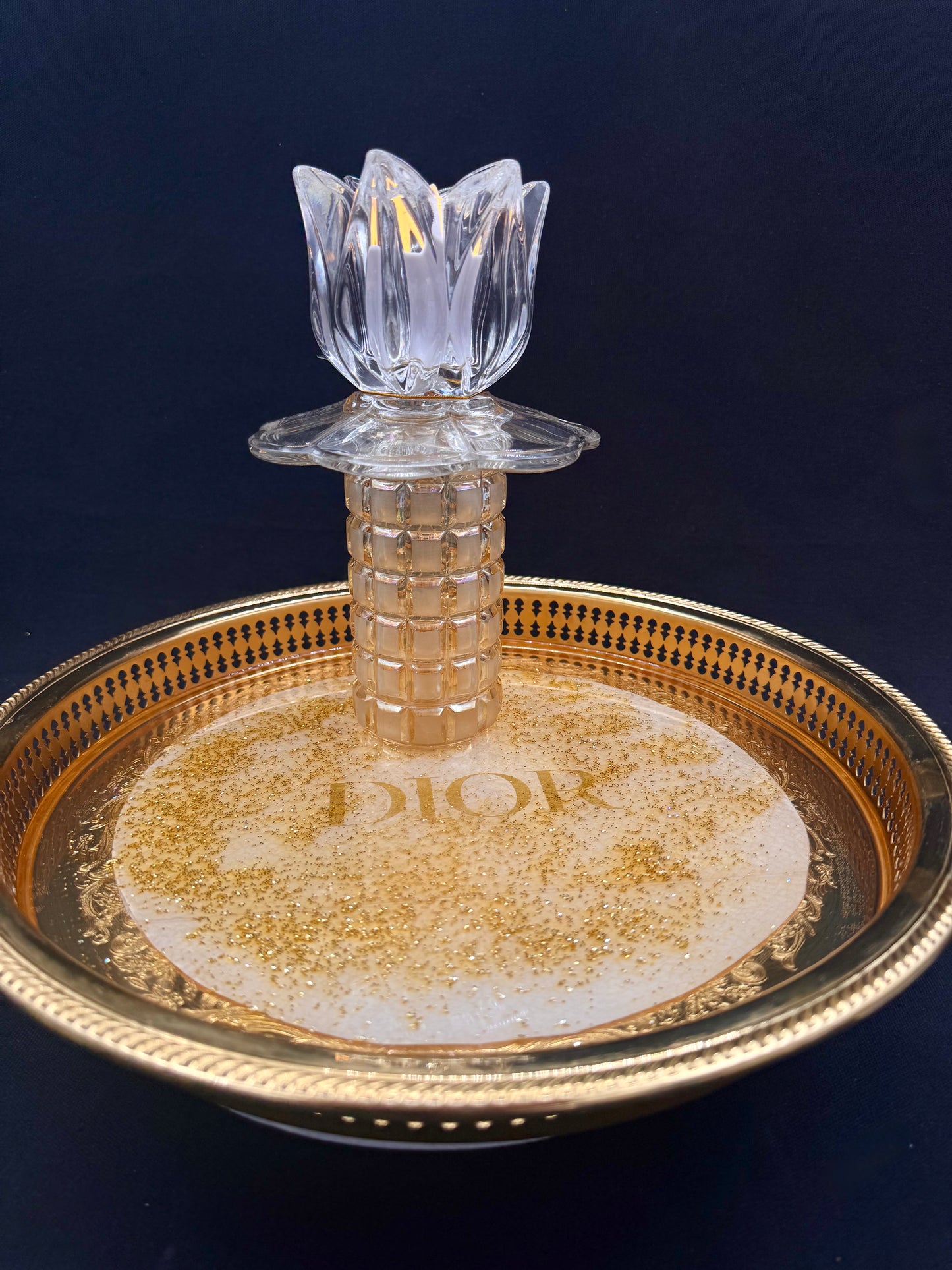 Vintage Christian Dior lysfat i gull og glitter