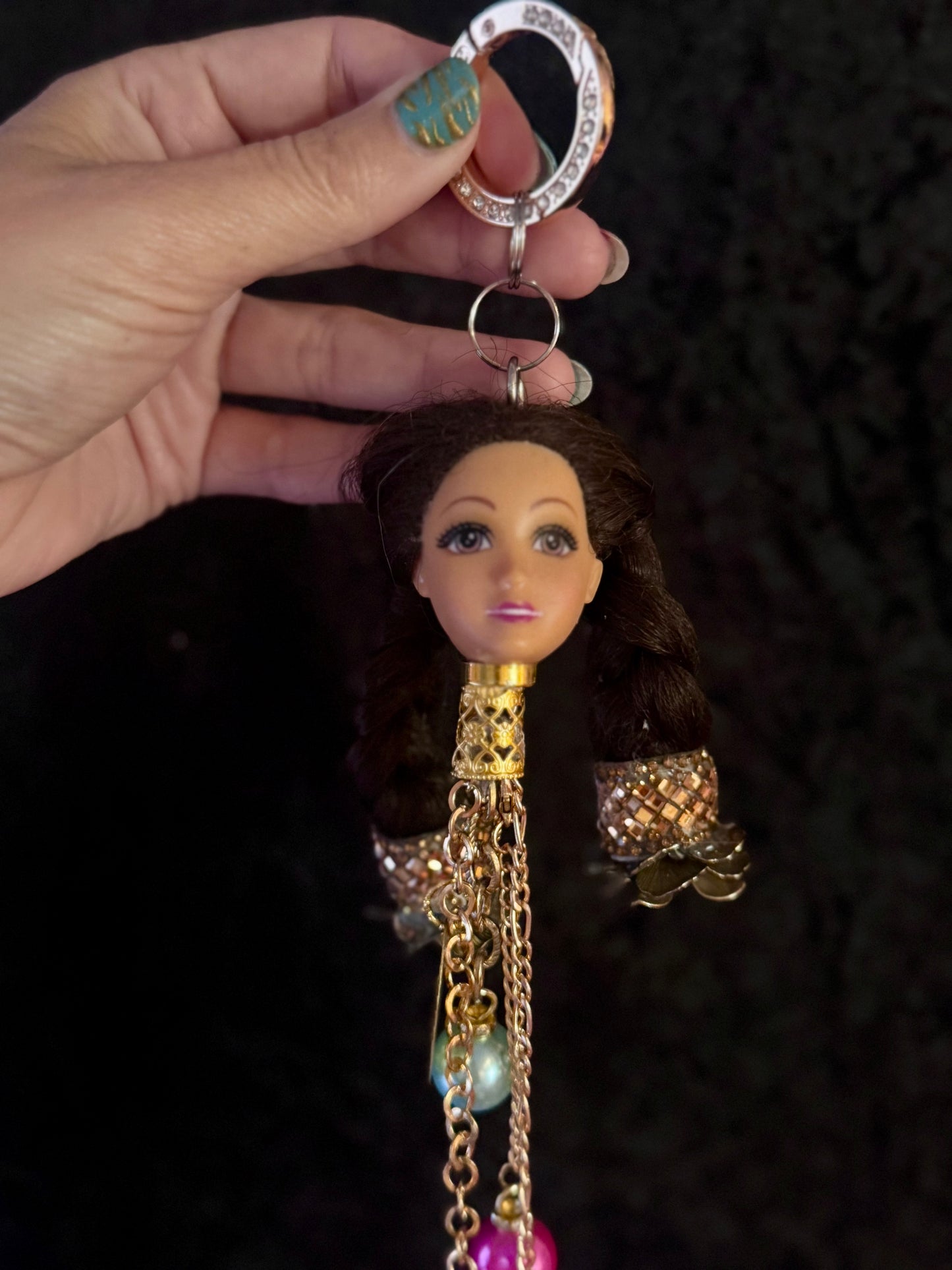 Vintage Barbie veskepynt. «Brunette med to fletter»