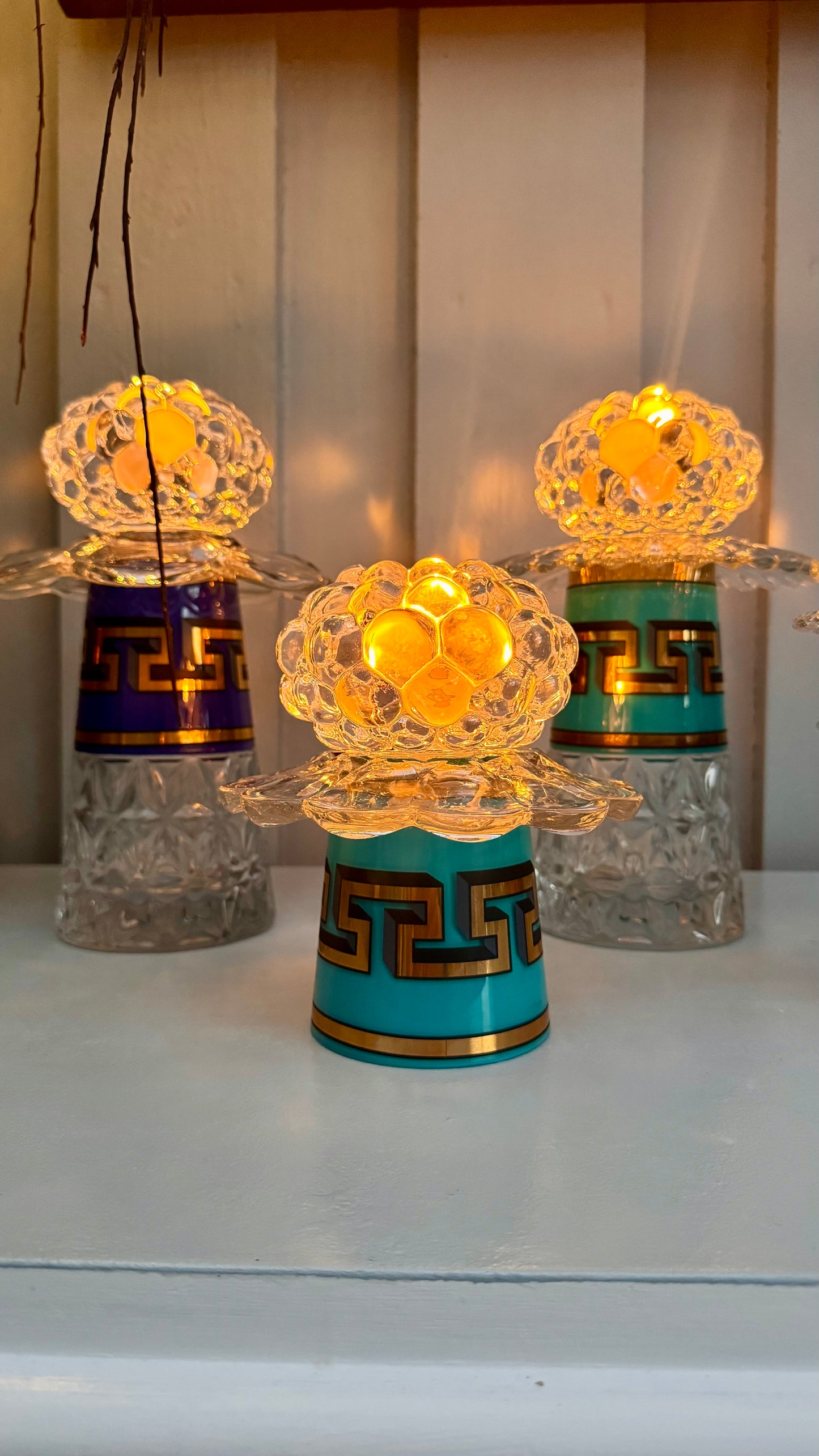 Vintage Jonathan Adler lysestake turkis stor