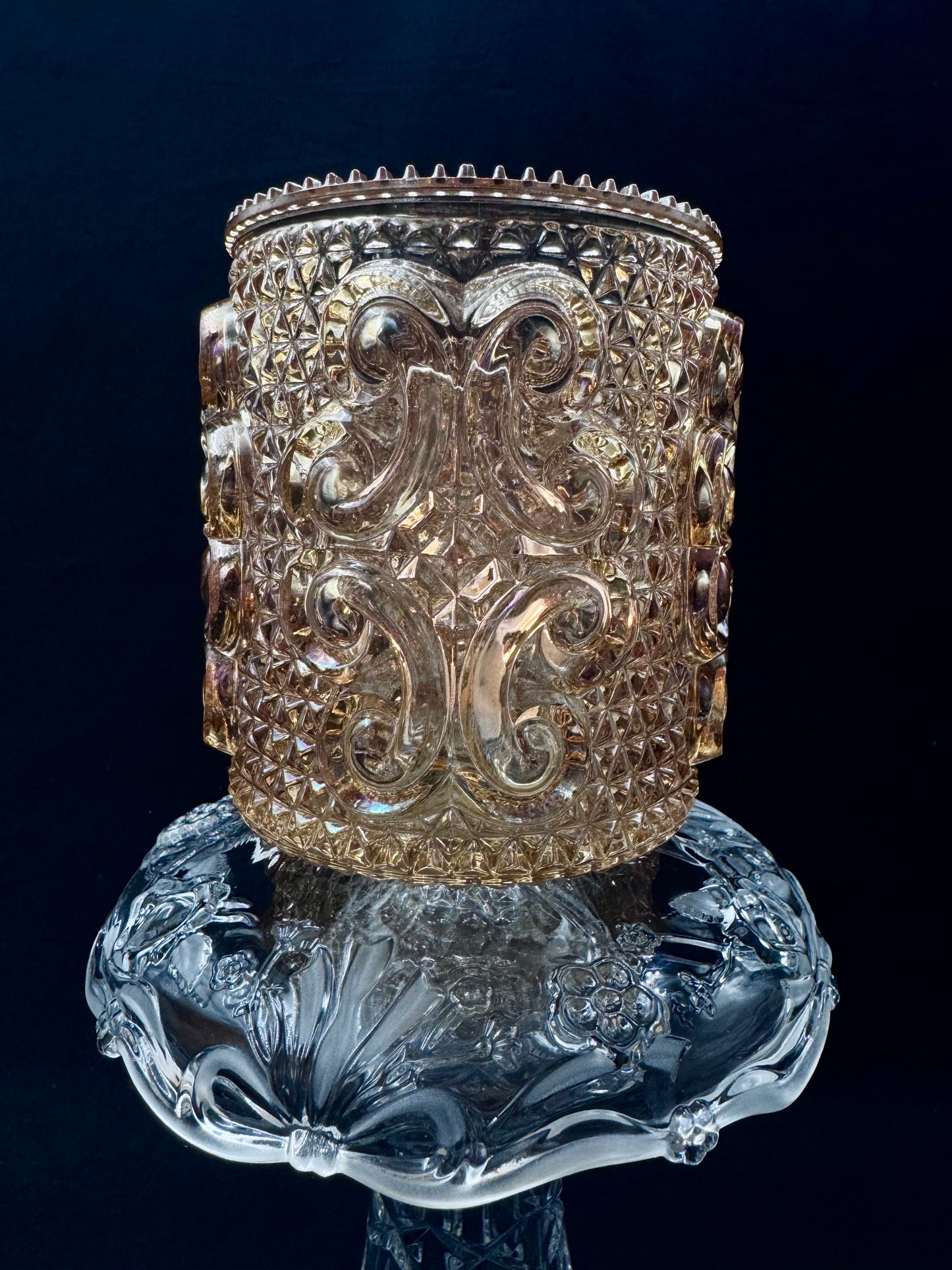 Vintage champagne lyslykt i klart krystall