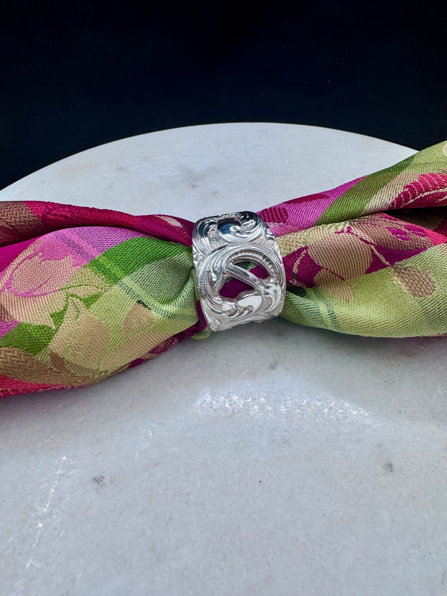 Vintage Skjerfring «Hardanger Rokokko» Hvit