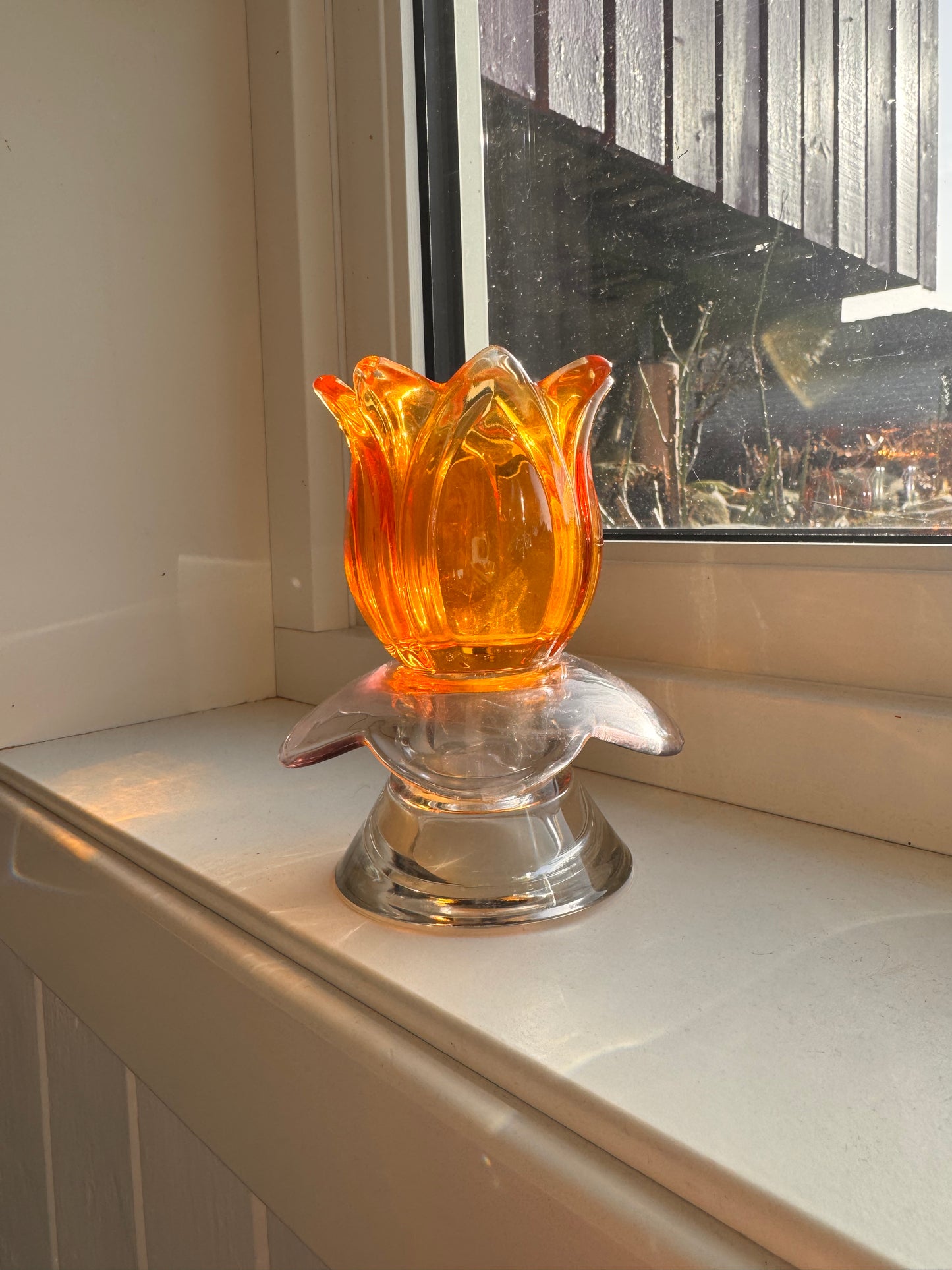 Vintage lysestake «mini» Gul og rosa