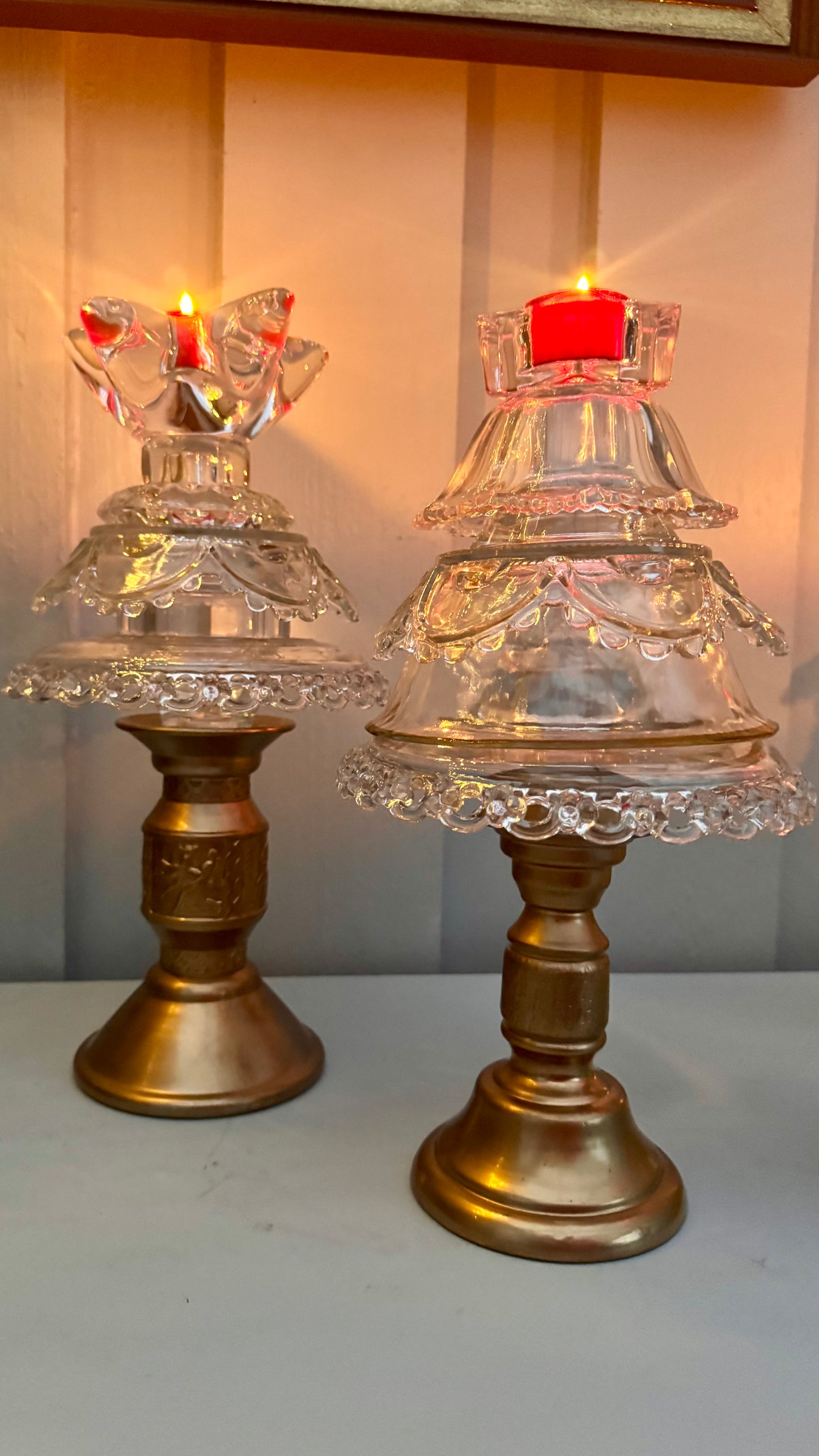 Vintage Juletre med solid gullfot liten stjerne på toppen