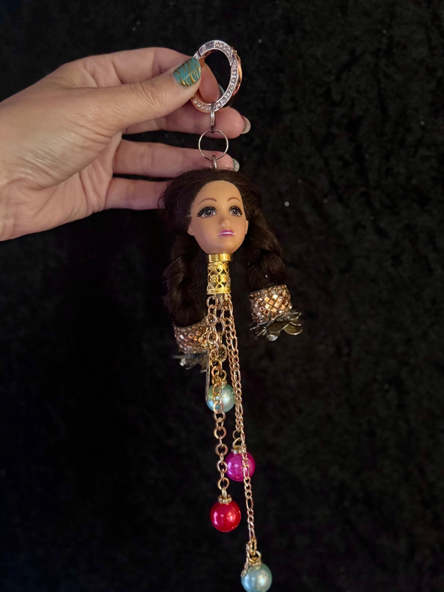Vintage Barbie veskepynt. «Brunette med to fletter»