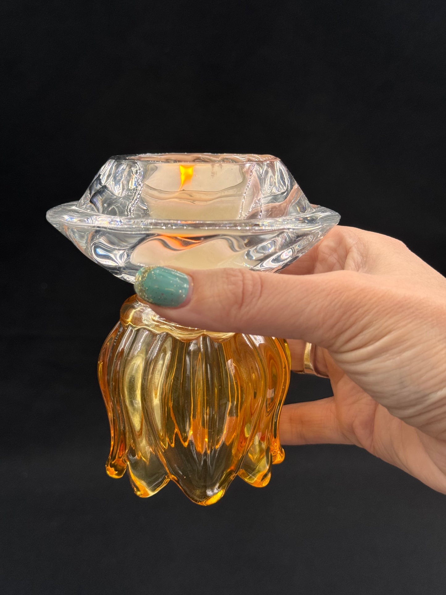 Vintage lysestake «mini» Gul