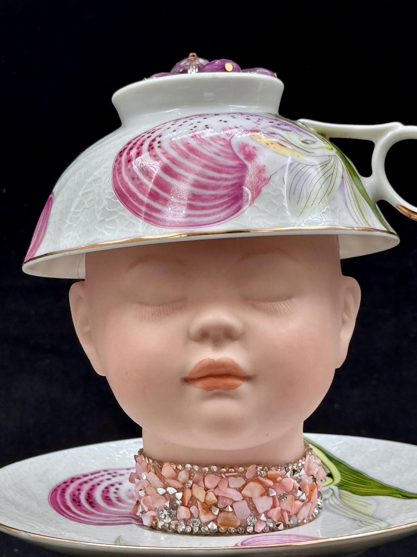 Vintage dukke på fat «Sleeping beauty»