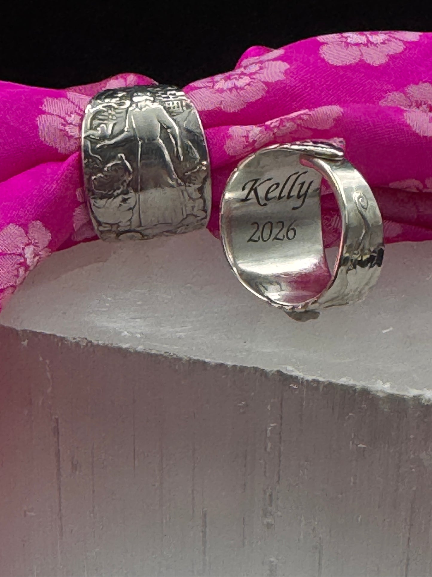 Bestilling - Vintage 7 skjerfring av eget sølv og 1 ring