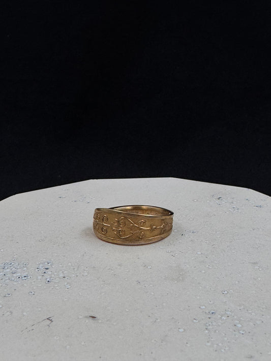 Antikk forgylt Sølvring str 59