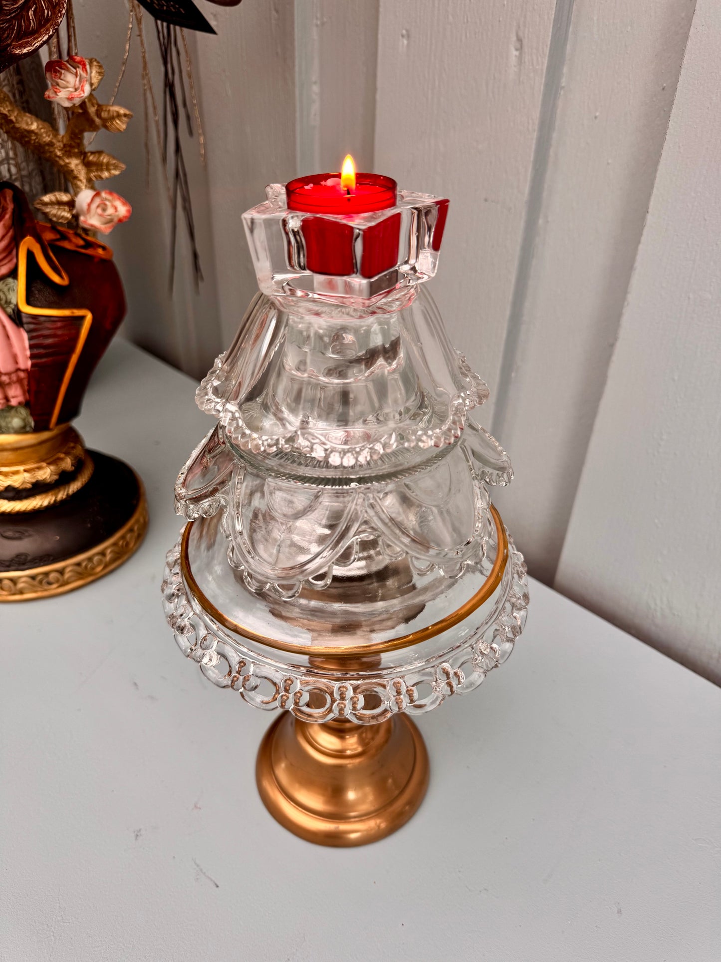 Vintage Juletre med solid gullfot liten stjerne på toppen