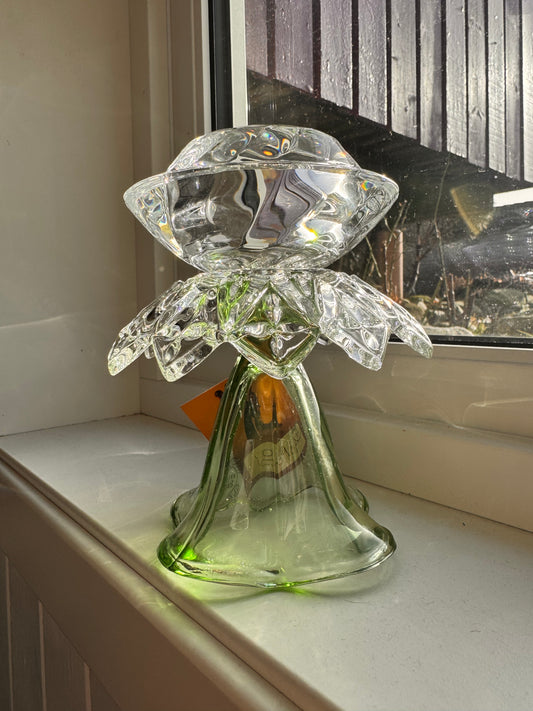 Vintage lysestake i grønn og med Royal Copenhagen telysholder