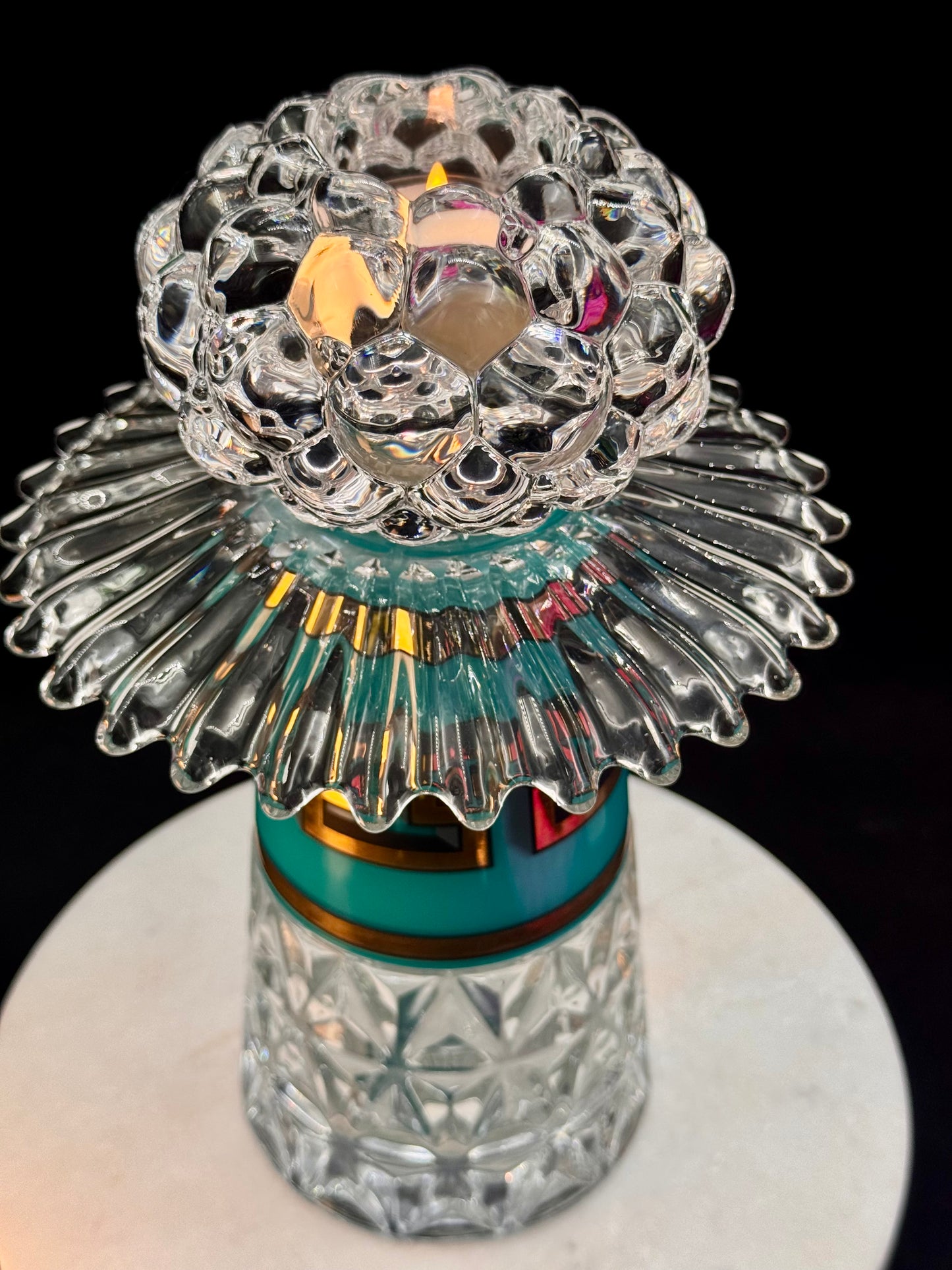 Vintage Jonathan Adler lysestake turkis stor