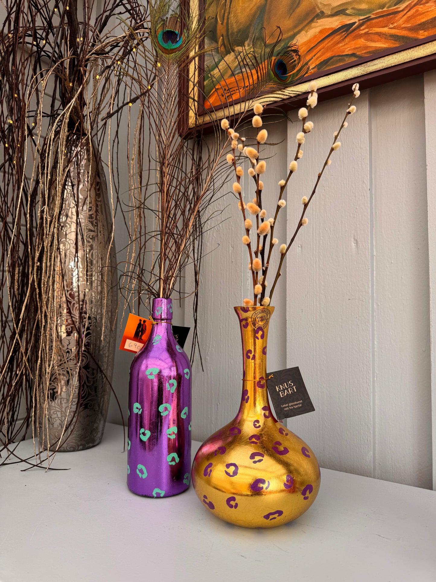 Trendy håndlaget vase lilla