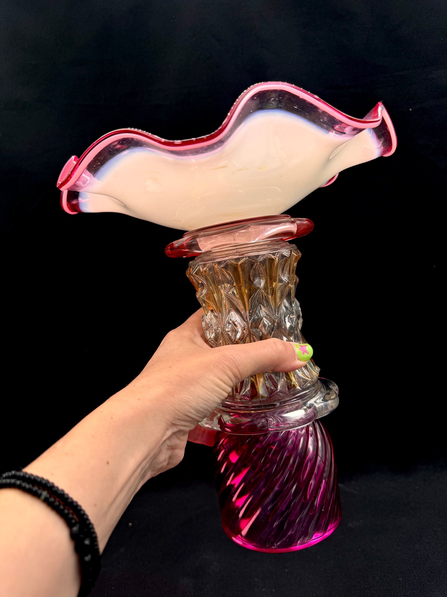 Bestilling! Vintage Skjerfring 3 eget sølv og glasskunst