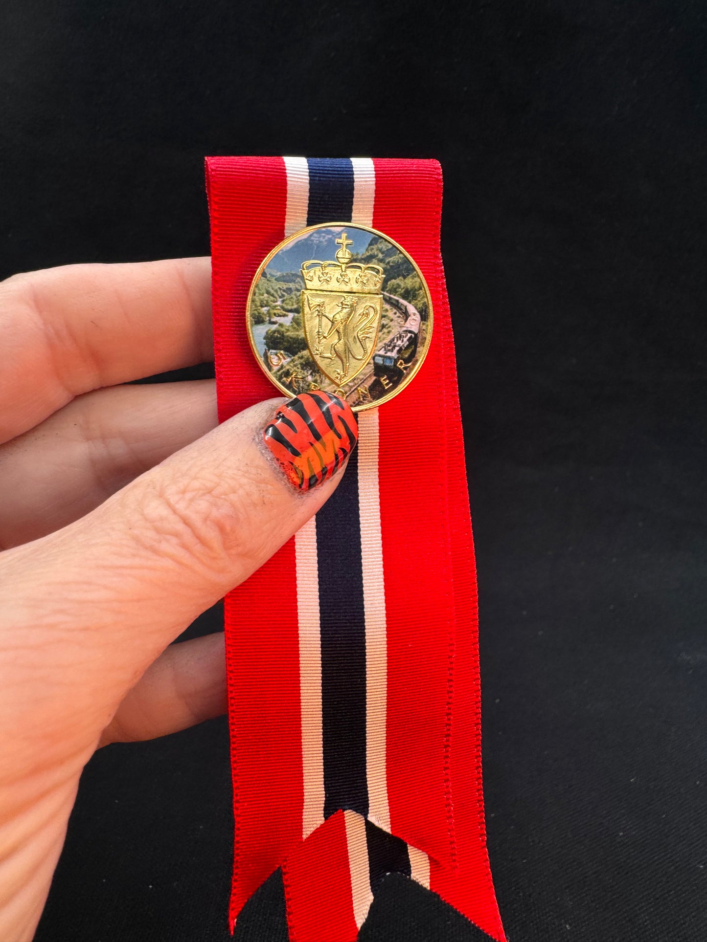 Vintage 17 Mai Samlermynt Gull 5 kroner Flåmsbanen