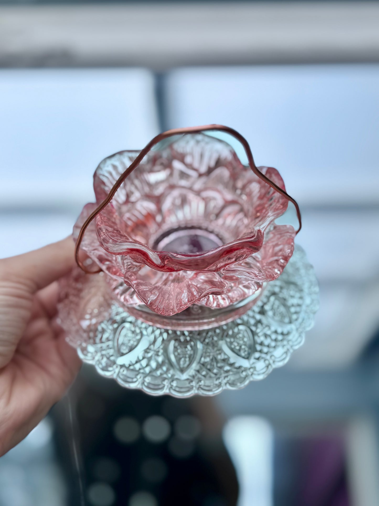 Vintage Solcellelampe hengelykt - rosa rose