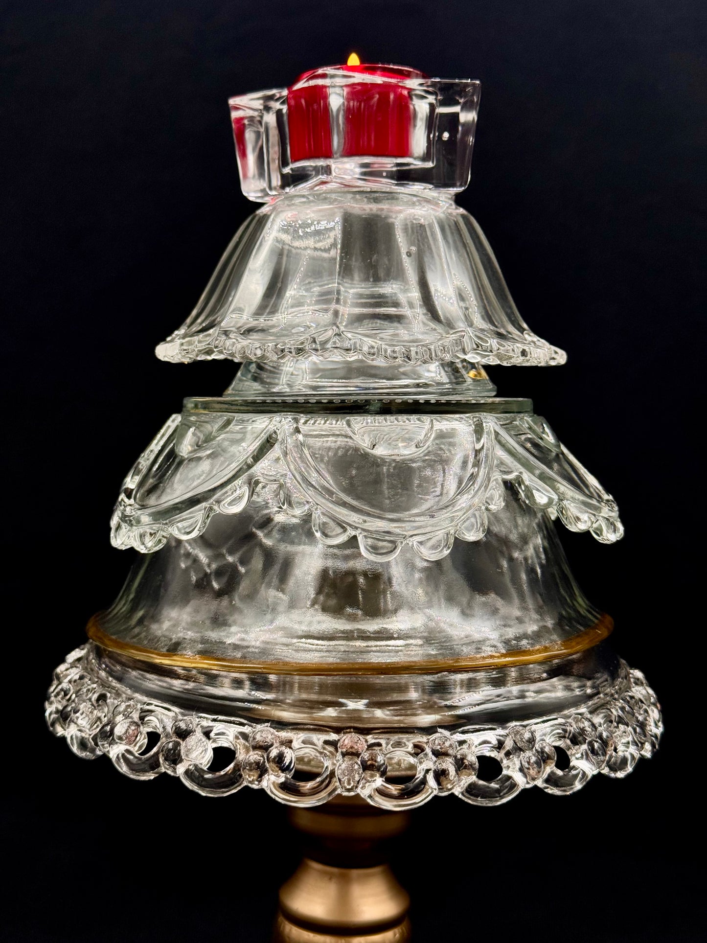 Vintage Juletre med solid gullfot liten stjerne på toppen