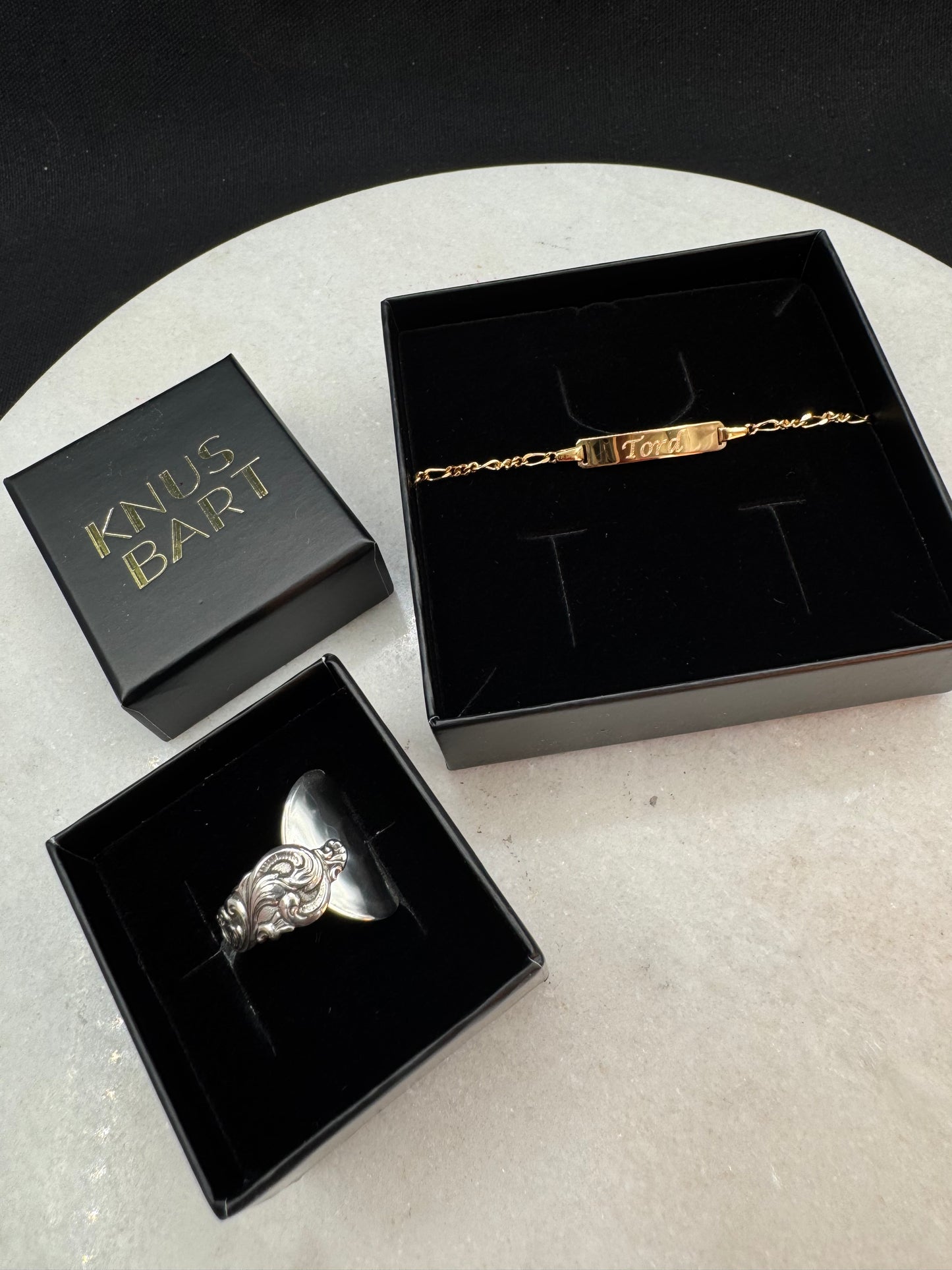 Bestilling! Vintage sløyfering av saltskje og forgylling av armbånd