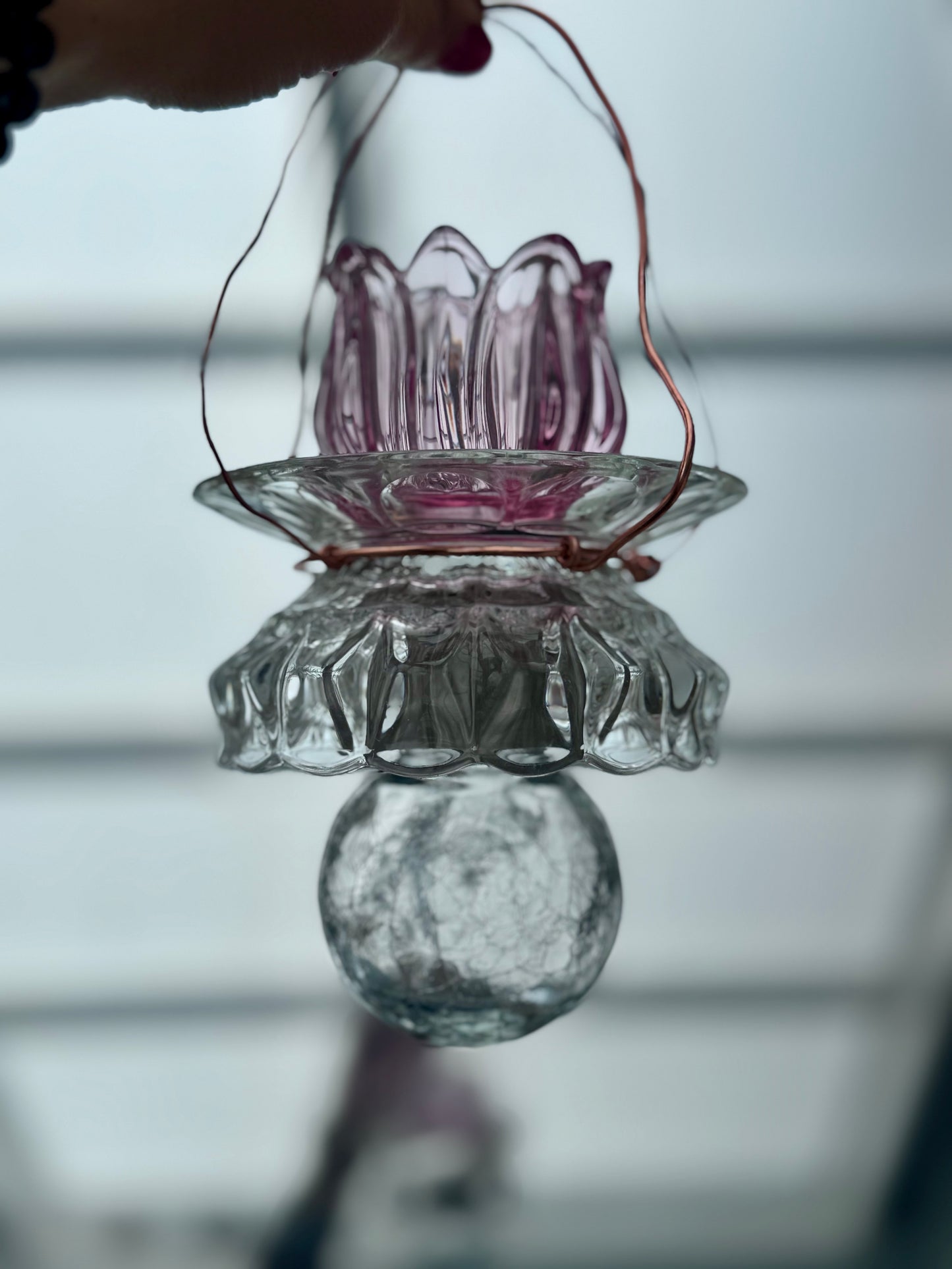 Vintage Solcellelampe hengelykt - rosa tulipan