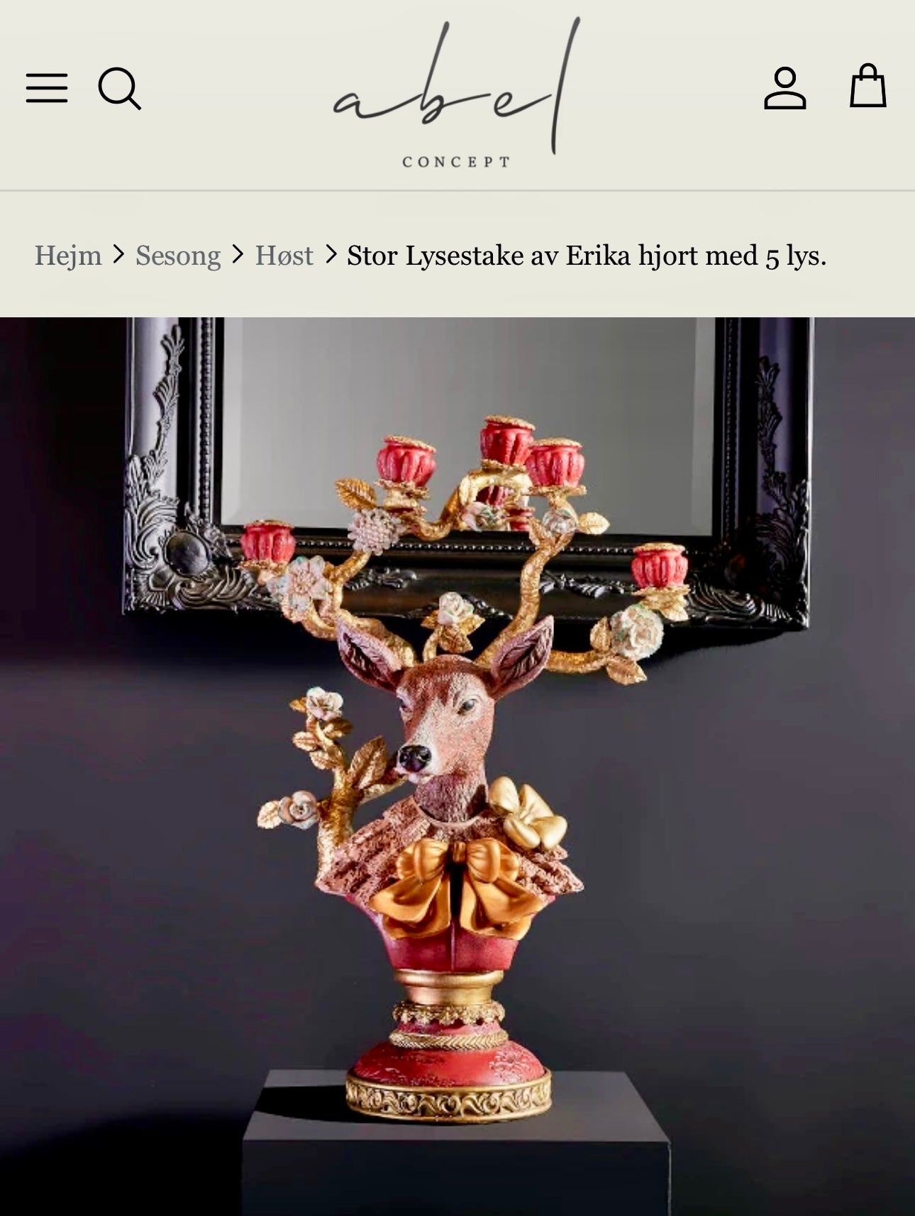 Redesignet hjorten Erika i rødt og oransje