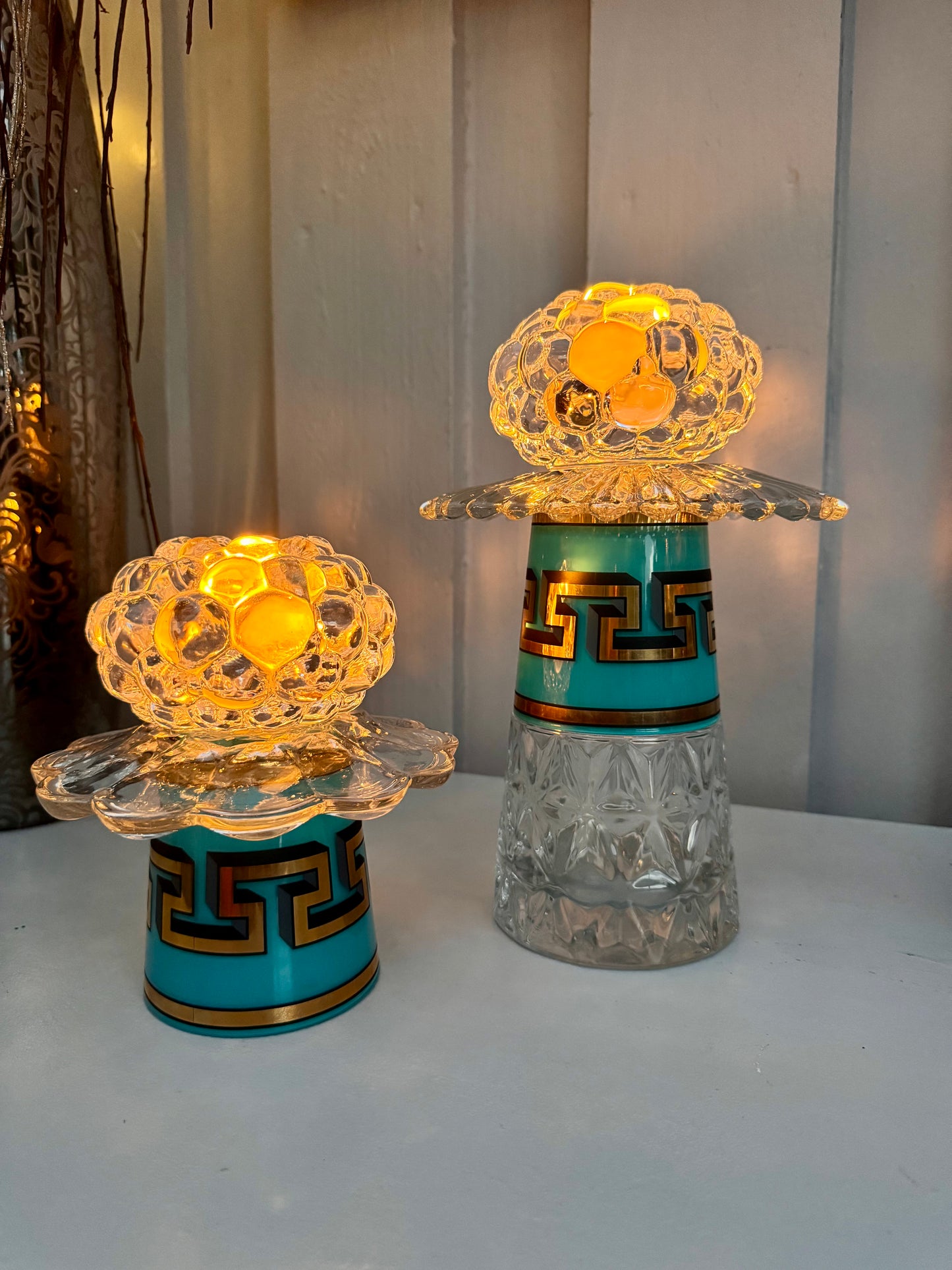Vintage Jonathan Adler lysestake turkis liten