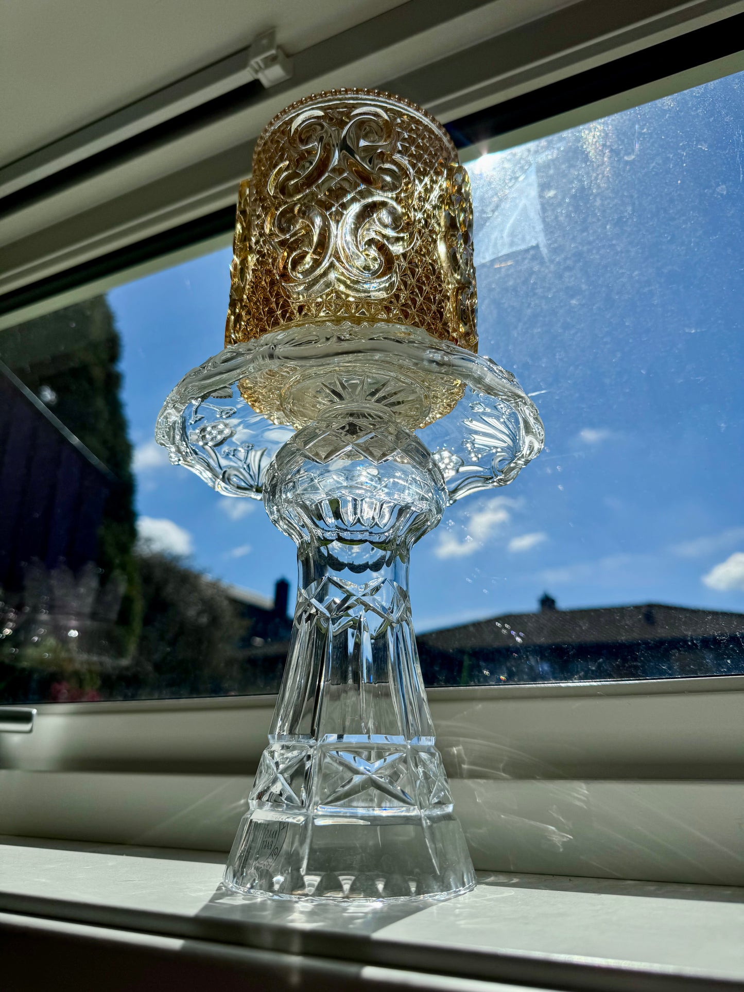 Vintage champagne lyslykt i klart krystall