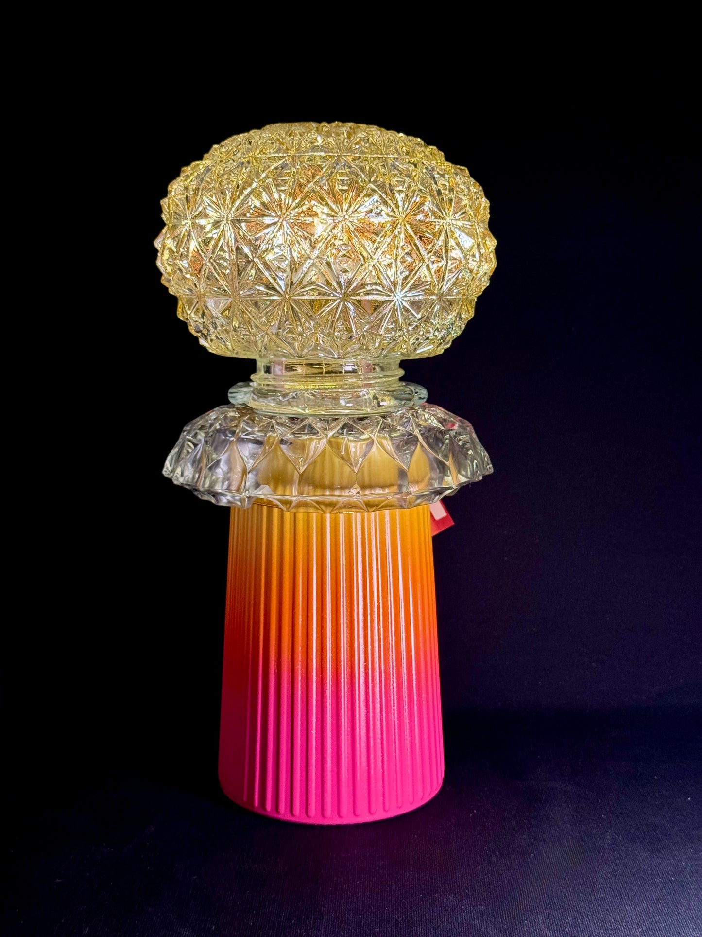 Vintage Diamantlampe med solnedgangfot og champagne kuppel