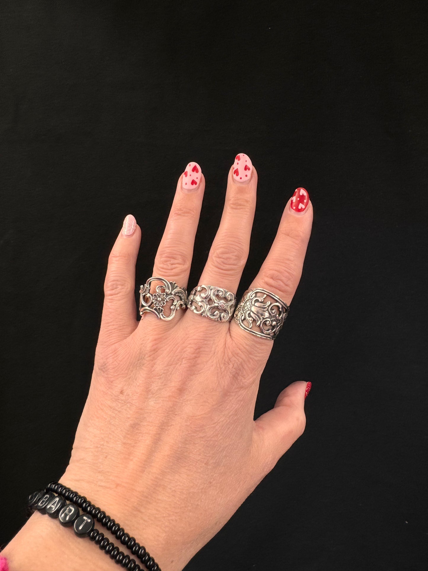 Bestilling! Vintage 3 skjerfringer og 3 ringer - eget sølv