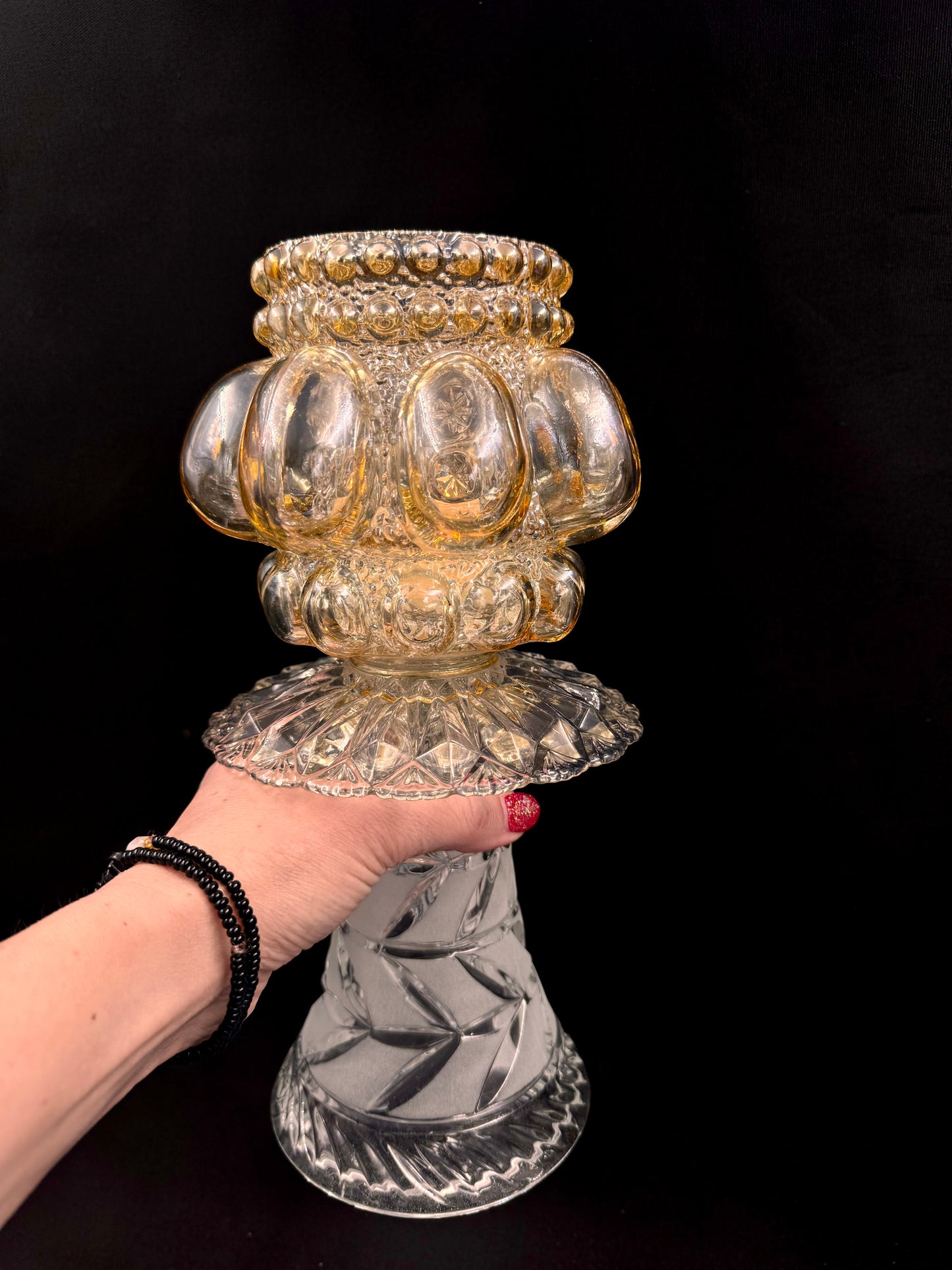 Vintage Helena Tynell lyslykt og krystallvase