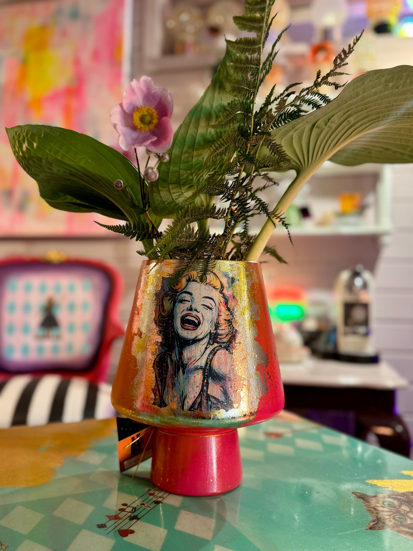 Popart Marilyn Monroe Vase i Rosa og oransje