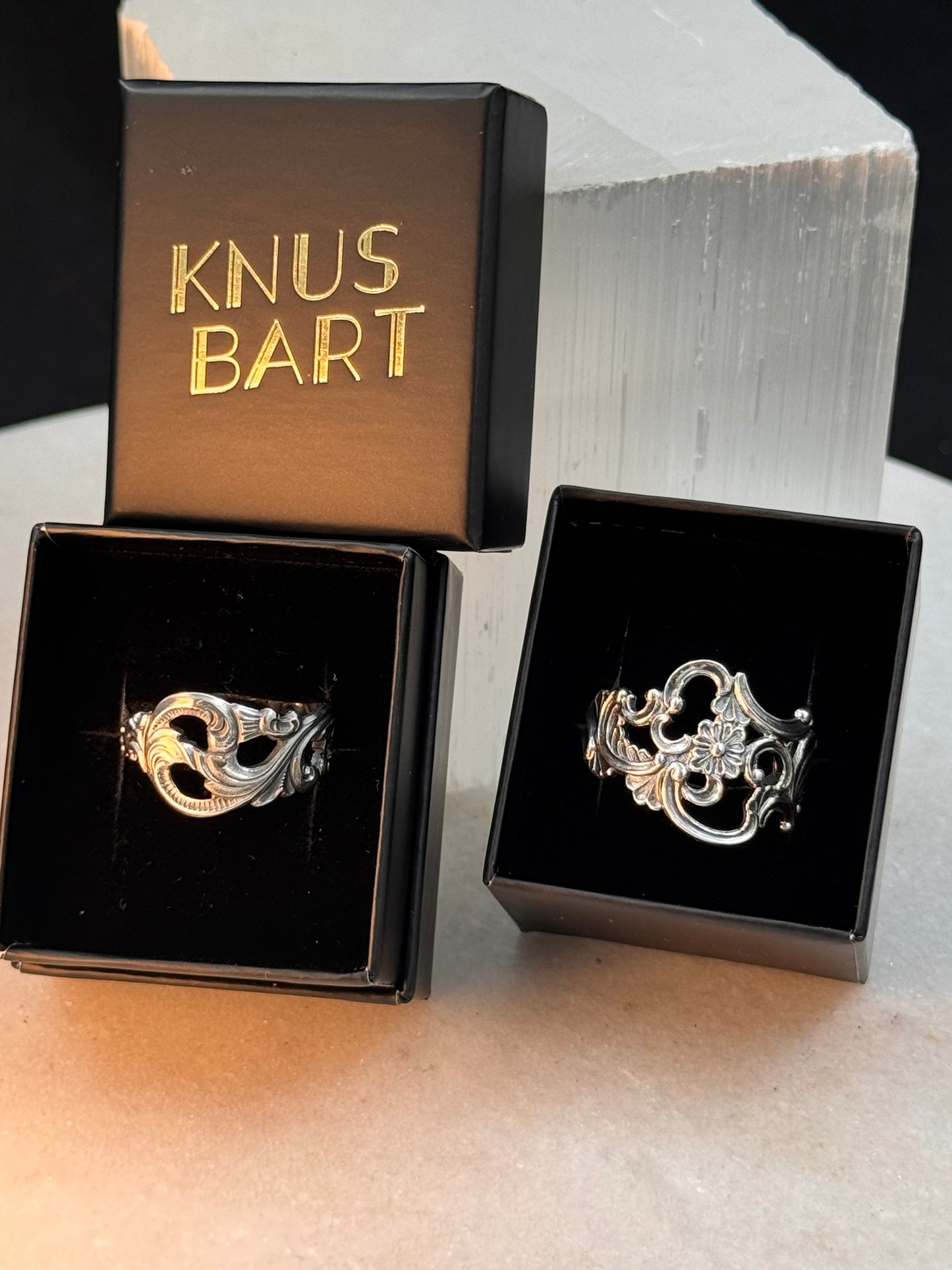 Bestilling! Vintage skjerfring og ring eget sølv Rokokko og Oldemor