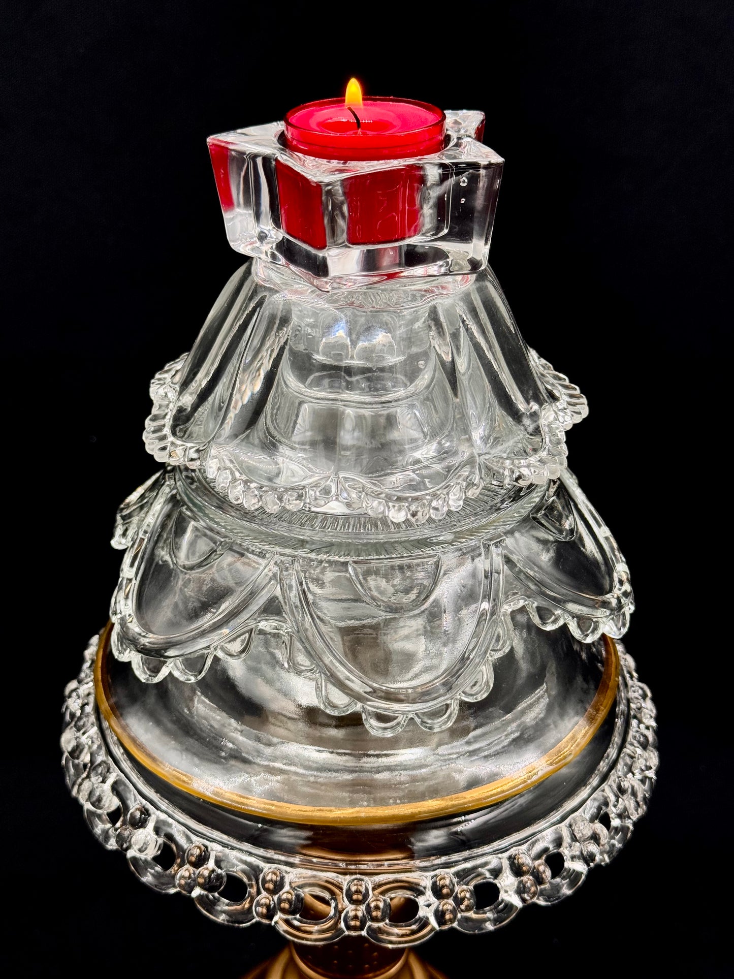 Vintage Juletre med solid gullfot liten stjerne på toppen