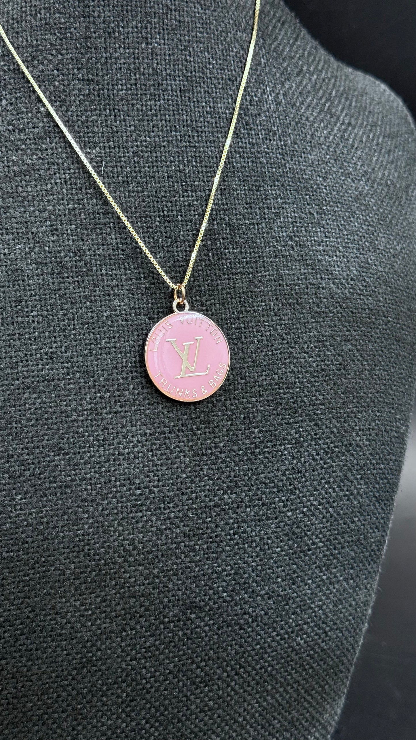 Vintage LV smykke stort gull og rosa