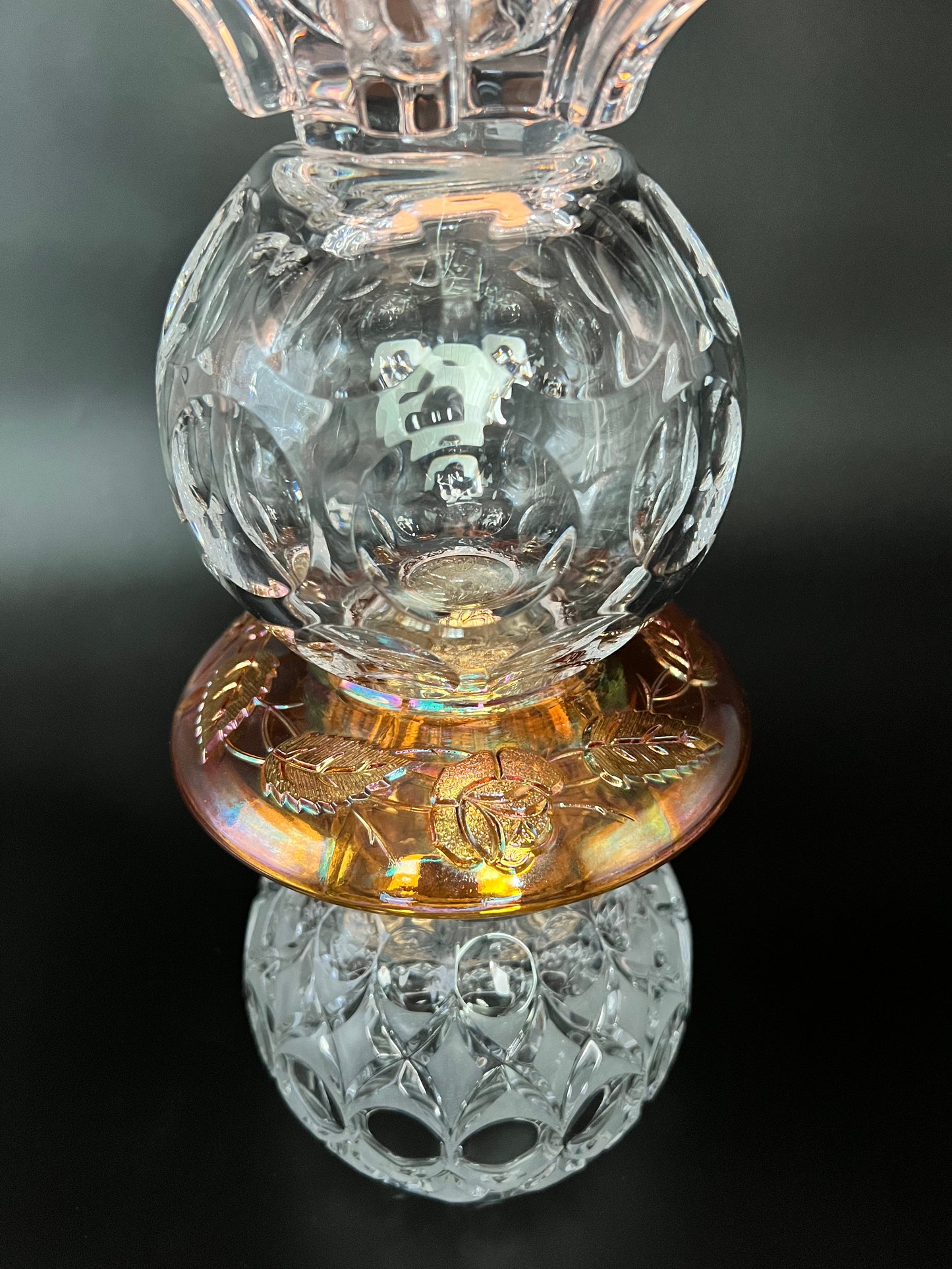Unik og spesiell lysestake i krystall og lusterglass
